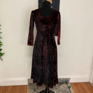 Y2K Cheryl Creations Round Neck Velvet Gothic Dress Long Sleeve Size M Brown